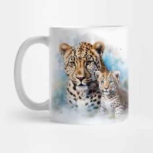 Mother and Baby Leopard Cub Mug